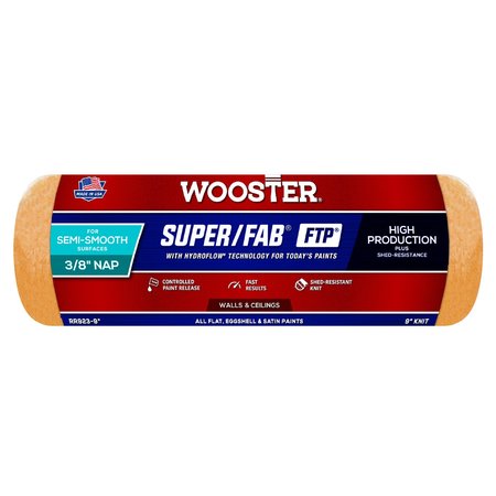 WOOSTER 9" Paint Roller Cover, 3/8" Nap, Knit Fabric RR923-9